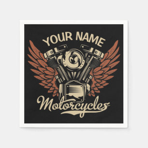 Personalise Biker Motorcycles Motor Wings Garage Napkin