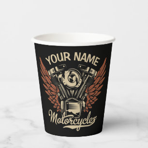 Personalise Biker Motorcycles Motor Wings Garage Paper Cups