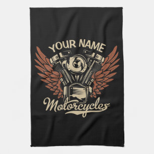 Personalise Biker Motorcycles Motor Wings Garage  Tea Towel