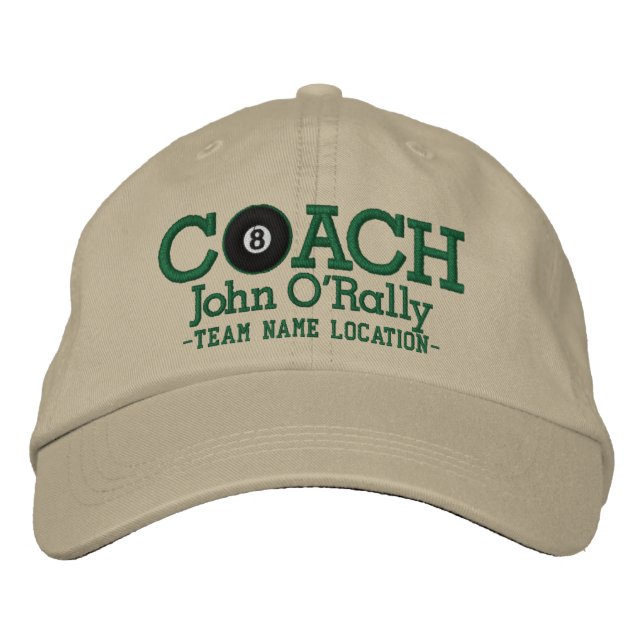 Personalise Billiards Coach Cap Your Name n Game! (Front)