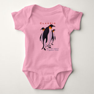Personalise Birds Penguins Blue Baby Girl Baby Bodysuit