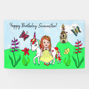 Personalise Birthday Banner Princess and Unicorn