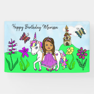 Personalise Birthday Banner Princess and Unicorn