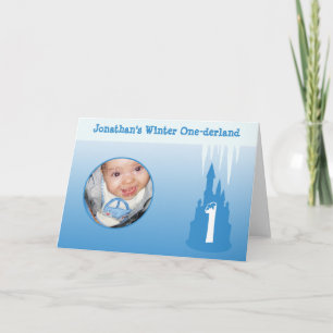 Personalise Birthday Boy Winter Onederland Photo Card