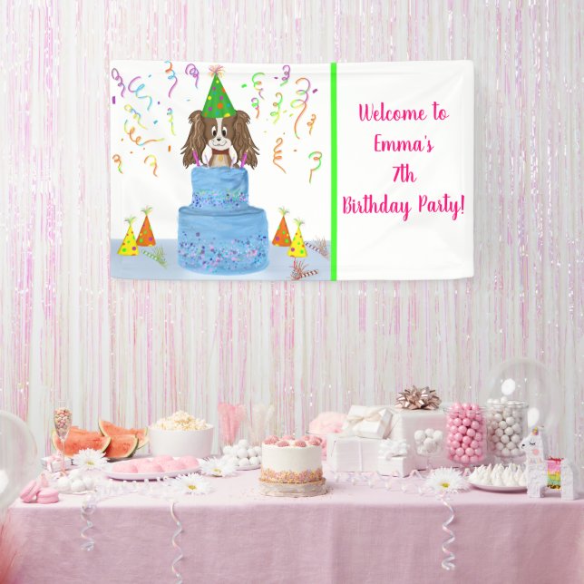 Personalise Birthday Cavalier King Charles Cake Banner (Party)