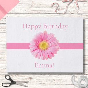 Personalise  Birthday Pink Daisy Ribbon Tissue Paper