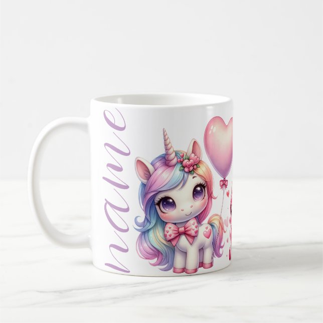 Personalise birthday unicorn coffee mug (Left)