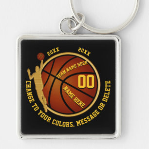 Personalise Black and Gold Senior Basketball Gifts Key Ring