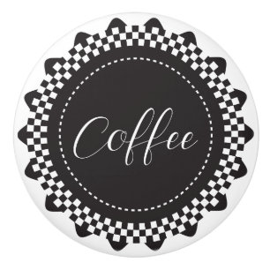 Personalise - Black and White Chequered Scallop Ceramic Knob