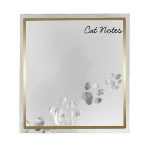 Personalise Black Cat Paw Prints For Cat Lovers Notepad