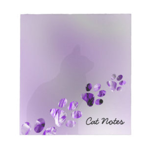 Personalise Black Cat Paw Prints For Cat Lovers Notepad
