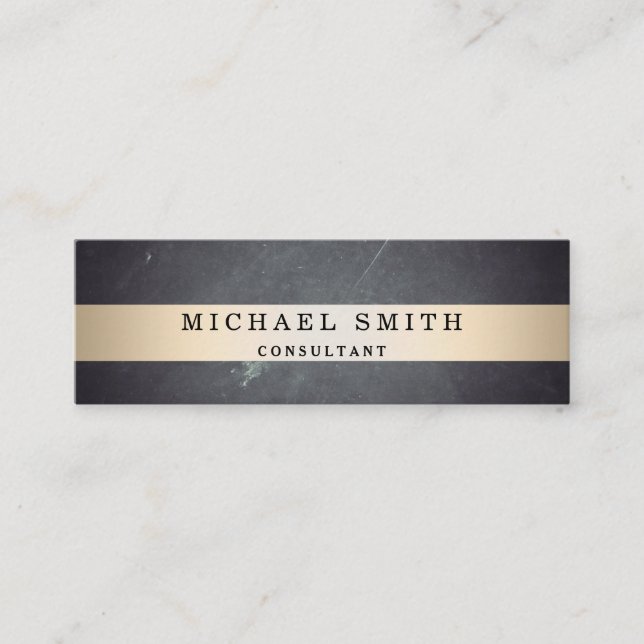 Personalise Black Chalkboard Faux Gold Striped Mini Business Card (Front)