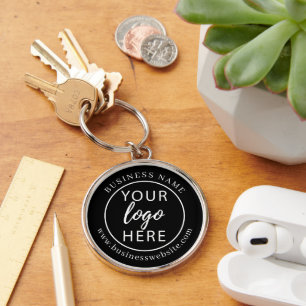 Personalise Black Company Branding Logo Key Ring