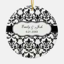 Personalise Black Damask Ornament