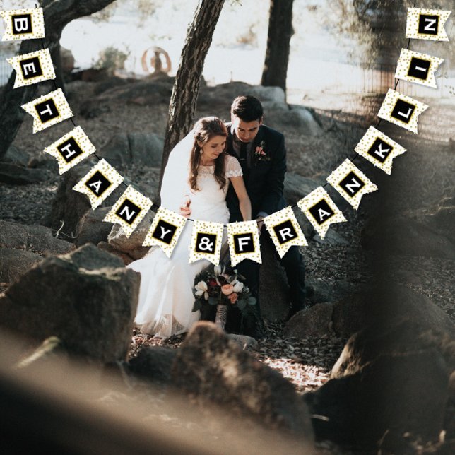 Personalise Black Gold and White Polka Dot Wedding Bunting (Creator Uploaded)