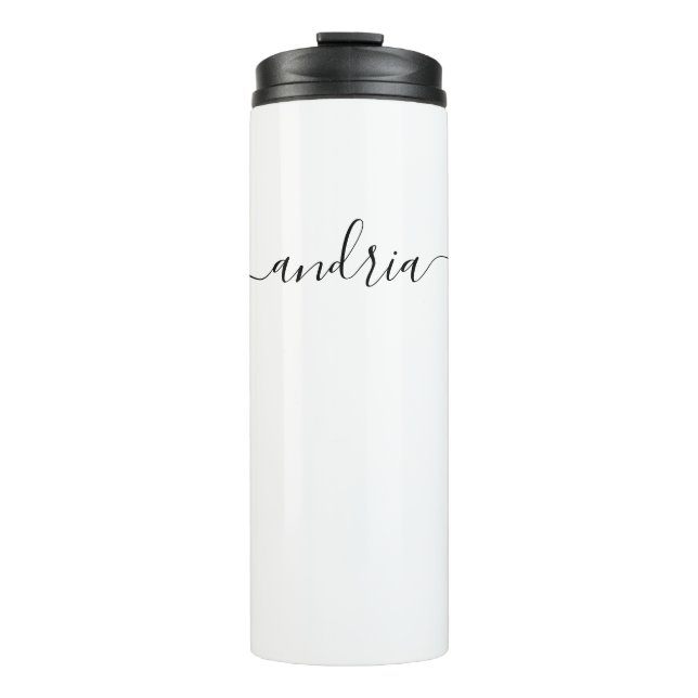 Personalise Black Script Name Thermal Tumbler (Front)