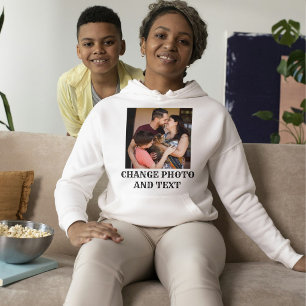 Personalise Black White Cat Lover Family Pet Photo Hoodie