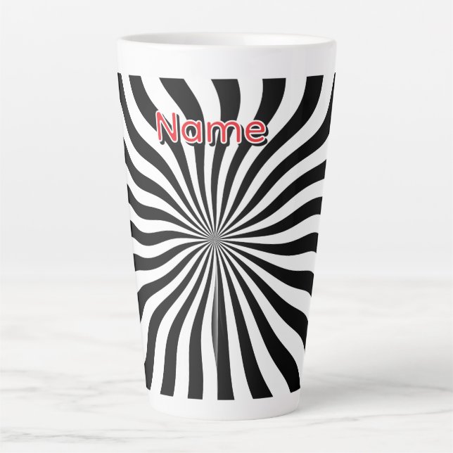 Personalise Black White Geo  Latte Mug (Front)