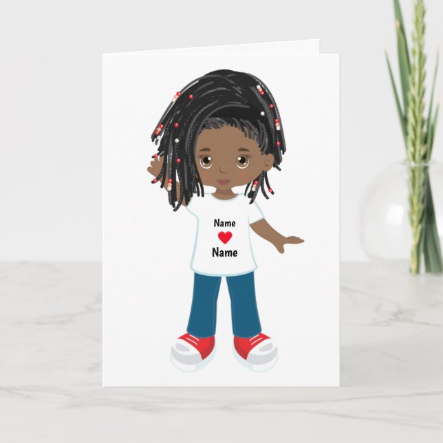 Personalise Blank Card Black girl (Front)