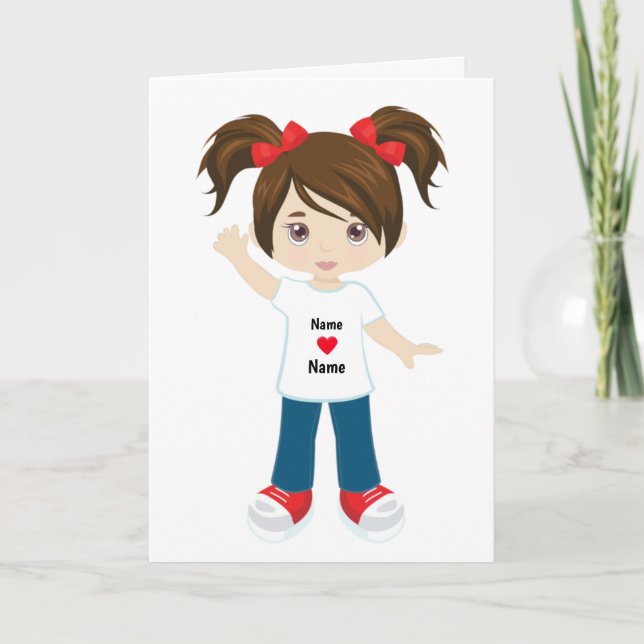 Personalise Blank Card Brunette Girl (Front)