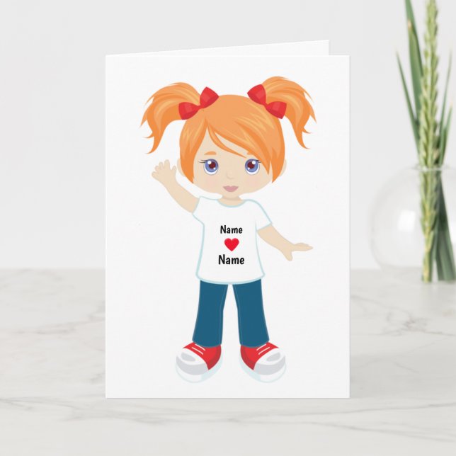 Personalise Blank Card Red Hair Girl (Front)
