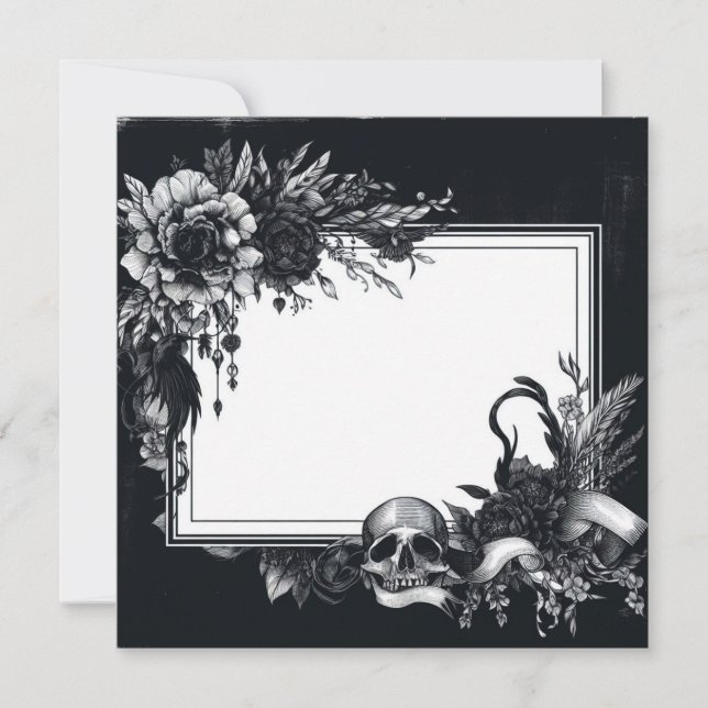 Personalise Blank Card Template Goth Floral (Front)