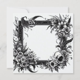 Personalise Blank Card Template Goth Floral
