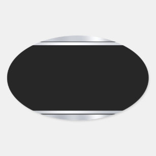 Personalise Blank Template Faux Silver Black Oval Sticker