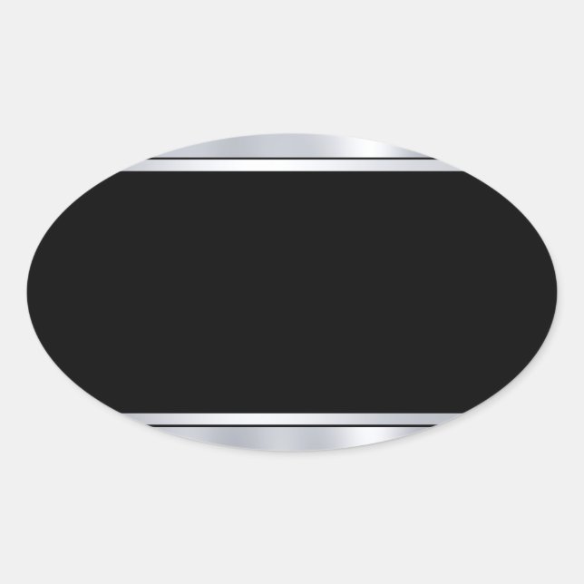 Personalise Blank Template Faux Silver Black Oval Sticker (Front)