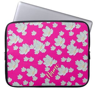 Personalise Blossoms On Hot Pink Laptop Sleeve