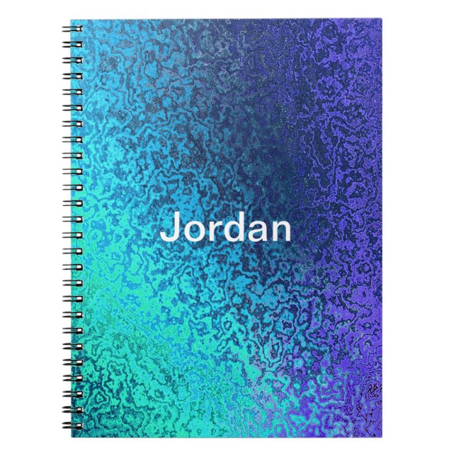 Personalise Blue Abstract Add Name Notebook (Front)
