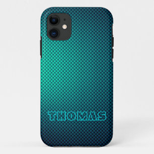 Personalise Blue Aqua carbon fibre patterned Case-Mate iPhone Case