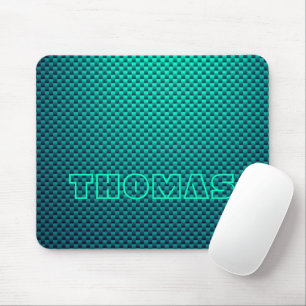 Personalise Blue Aqua carbon fibre patterned Mouse Pad