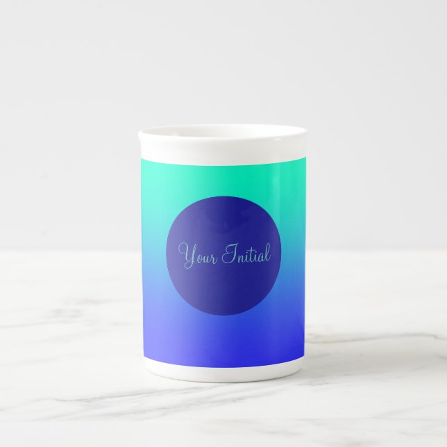 Personalise Blue Green Blue  Bone China Mug (Front)
