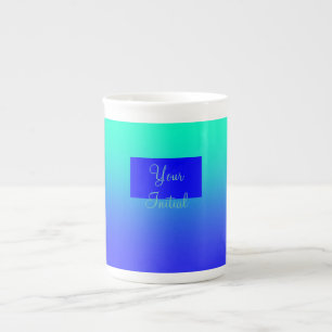 Personalise Blue Green Gradient Bone China Mug