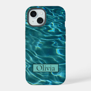 Personalise blue ocean waves iPhone 15 case