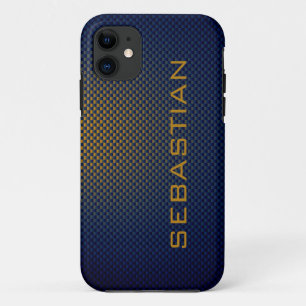 Personalise Blue Ochre carbon fibre patterned Case-Mate iPhone Case