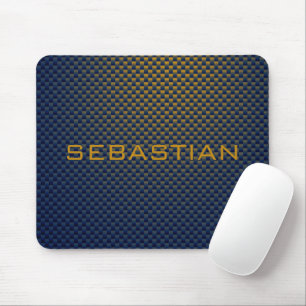 Personalise Blue Yellow carbonfiber patterned Mouse Pad