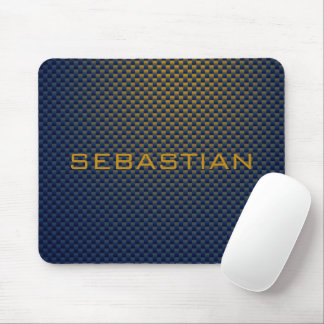 Personalise Blue Yellow carbonfiber patterned Mouse Pad