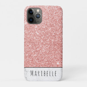 Personalise Blushed Rose Gold Faux Glitter Marble Case-Mate iPhone Case