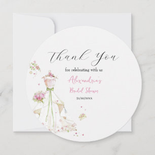 Personalise Bridal Shower Dress Thank you Card