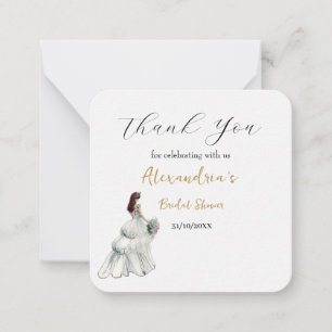 Personalise Bridal Shower Dress Thank you Card