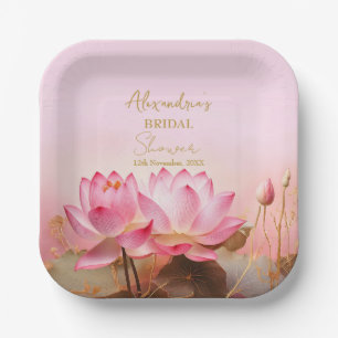 Personalise Bridal Shower Pink Lotus Paper Plate