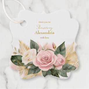 Personalise Bridal Shower Pink Roses Favour Tags