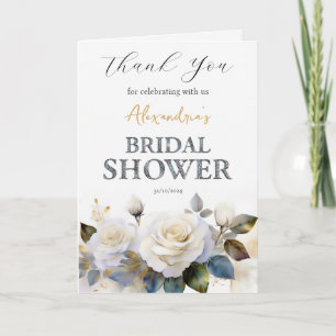 Personalise Bridal Shower Rose bouquet Thank You Card