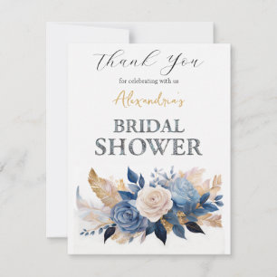 Personalise Bridal Shower Rose bouquet Thank You Card