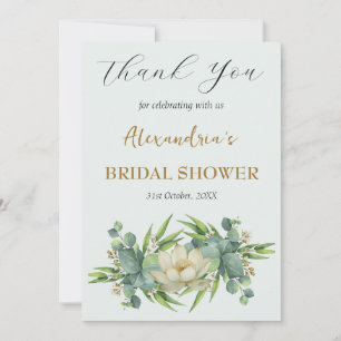 Personalise Bridal Shower white flowers  Thank You Card