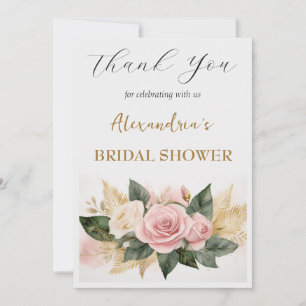 Personalise Bridal Shower white flowers  Thank You Card