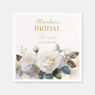 Personalise Bridal Shower White Roses Napkin