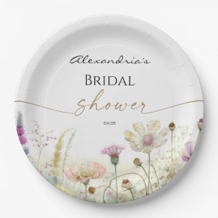 Personalise Bridal Shower Wild flowers  Paper Plate